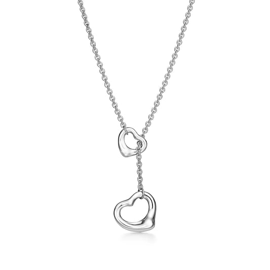 [Stellar jewels]OPEN HEART LARIAT NECKLACE SILVER