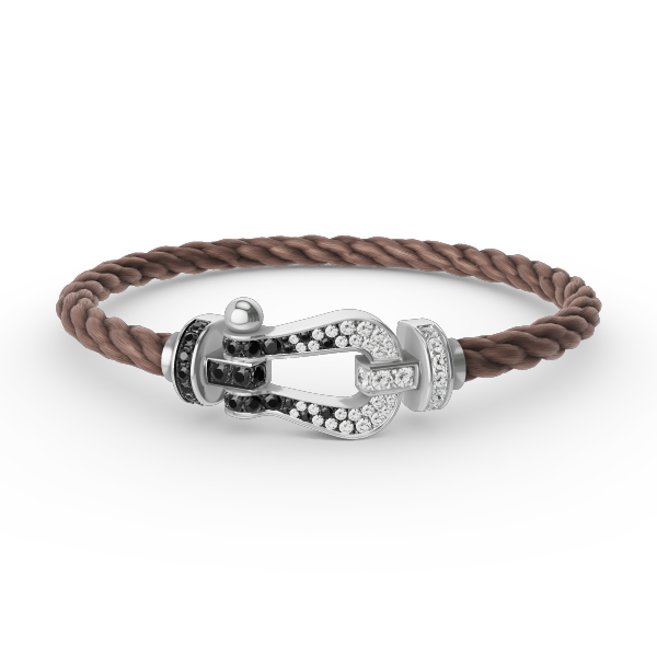 [Stellar Jewelry]FORCE LARGE HORSESHOE BLACK WHITE DIAMOND BRACELET SILVER