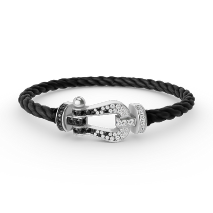 [Stellar Jewelry]FORCE LARGE HORSESHOE BLACK WHITE DIAMOND BRACELET SILVER