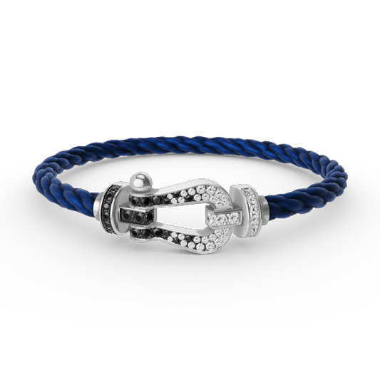 [Stellar Jewelry]FORCE LARGE HORSESHOE BLACK WHITE DIAMOND BRACELET SILVER