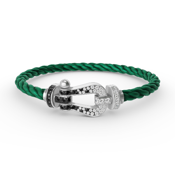 [Stellar Jewelry]FORCE LARGE HORSESHOE BLACK WHITE DIAMOND BRACELET SILVER