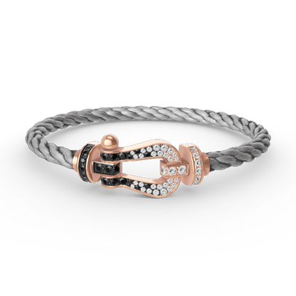[Stellar Jewelry]FORCE LARGE HORSESHOE BLACK WHITE DIAMOND BRACELET ROSE GOLD