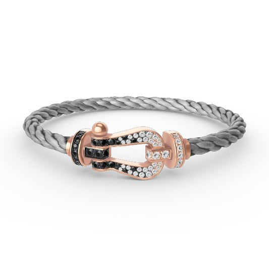 [Stellar Jewelry]FORCE LARGE HORSESHOE BLACK WHITE DIAMOND BRACELET ROSE GOLD