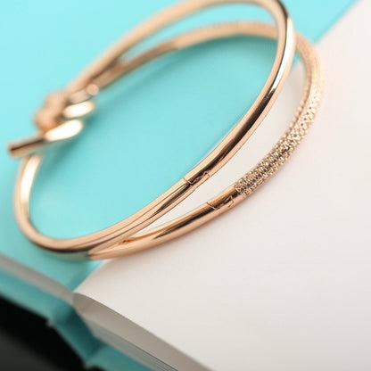 [Stellar jewels]KNOT DOUBLE ROW PINK GOLD DIAMOND BRACELET