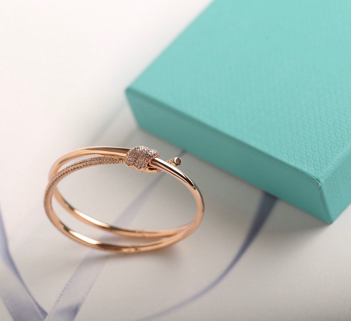[Stellar jewels]KNOT DOUBLE ROW PINK GOLD DIAMOND BRACELET