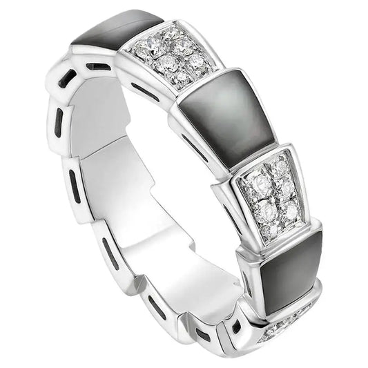 [Stellar Jewelry]SERPENTI RING SILVER DIAMOND BLACK MOP 4MM