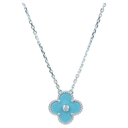 [Stellar Jewelry]CLOVER 15MM DIAMOND SVRES PORCELAIN  NECKLACE SILVER