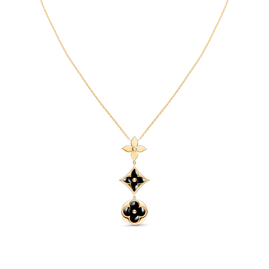 [Stellar Jewelry]STAR AND SUN ONYX PINK GOLD NECKLACE