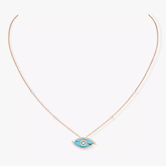 [Stellar Jewelry]Lucky Eye Diamond Necklace in  Gold and Turquoise