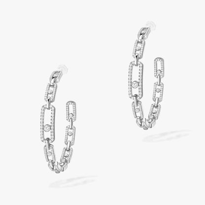 [Stellar Jewelry]Move Link Diamond Hoop Earrings