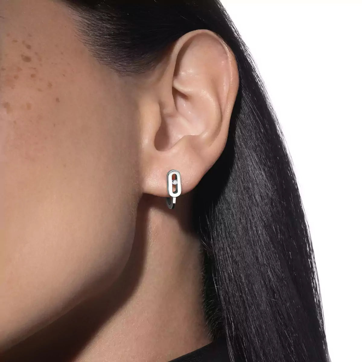 [Stellar Jewelry]Diamond Mini Hoop Earrings Move Classique