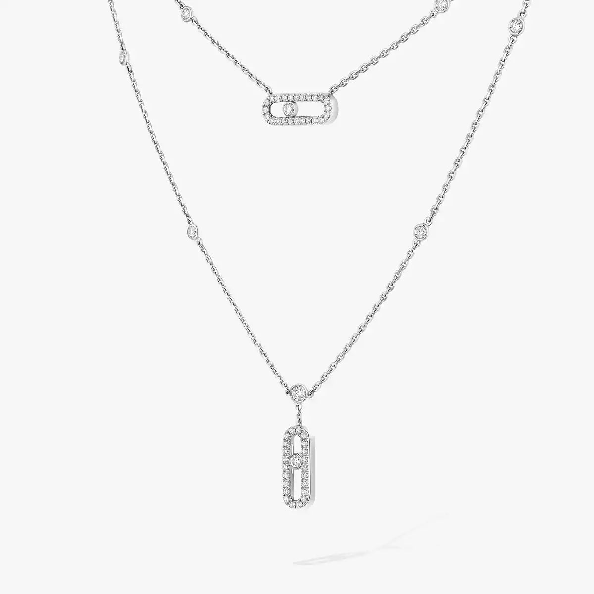 [Stellar Jewelry]2 Rows Rose Gold Diamond Pave_ Necklace Move Uno