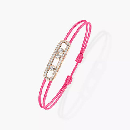 [Stellar Jewelry]Care(Medium-3.5mm) pink cord pavé bracelet