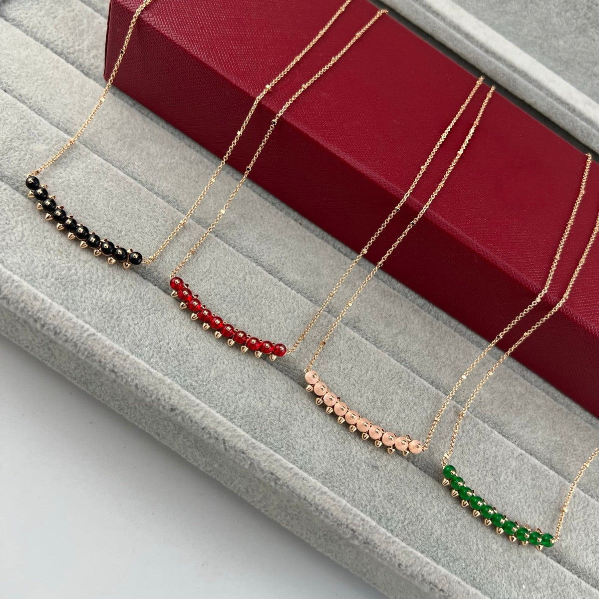 [Stellar Jewelry]NEW STUD COLORED GEM PENDANT NECKLACE