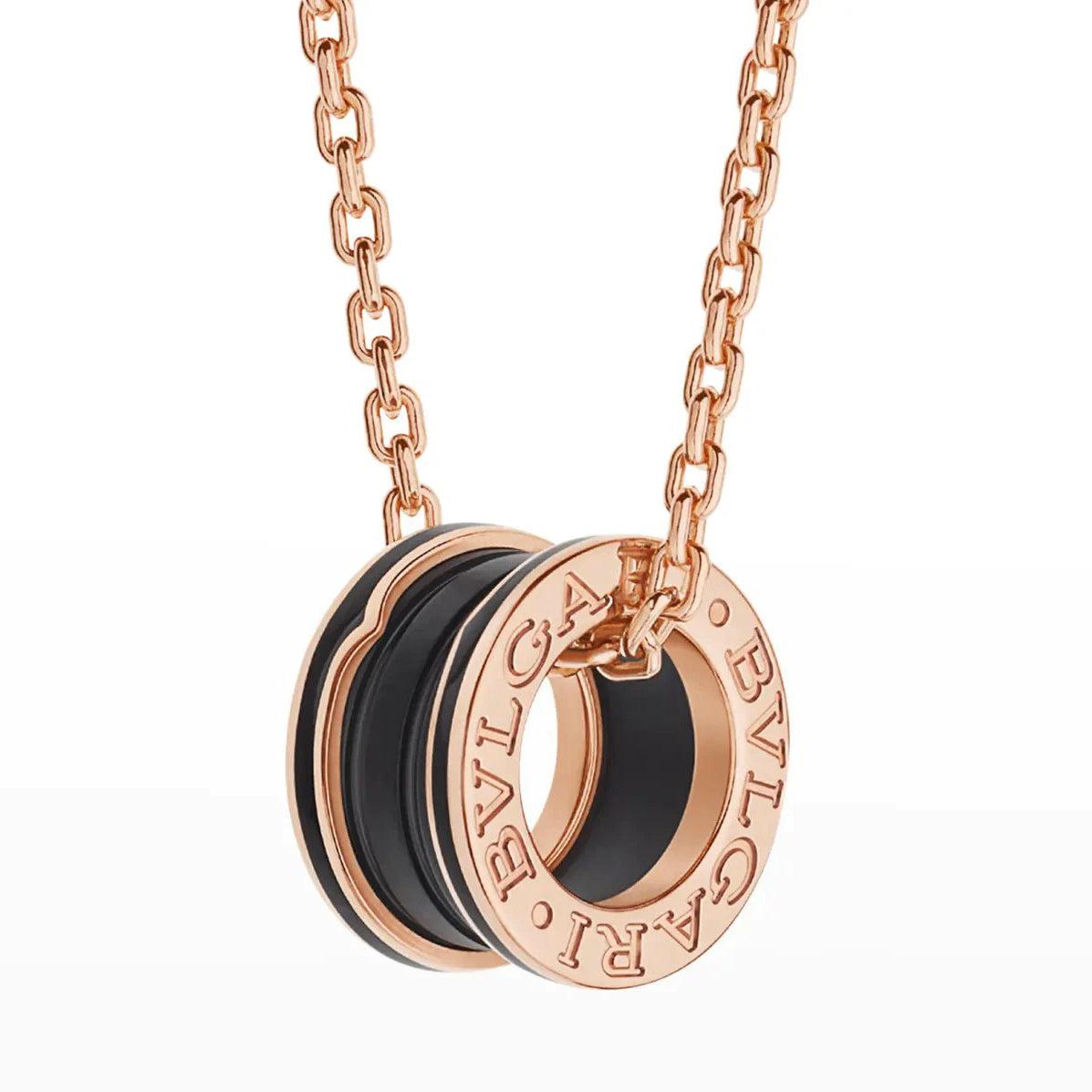 [Stellar Jewelry]ZERO 1 BLACK CERAMIC PINK GOLD NECKLACE