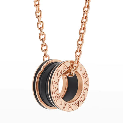 [Stellar Jewelry]ZERO 1 BLACK CERAMIC PINK GOLD NECKLACE