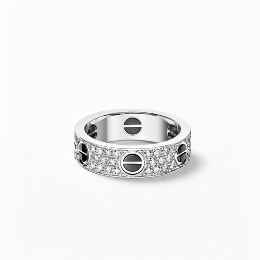 [Stellar Jewelry]LOVE RING 5.5MM DIAMONDS PAVED CERAMIC