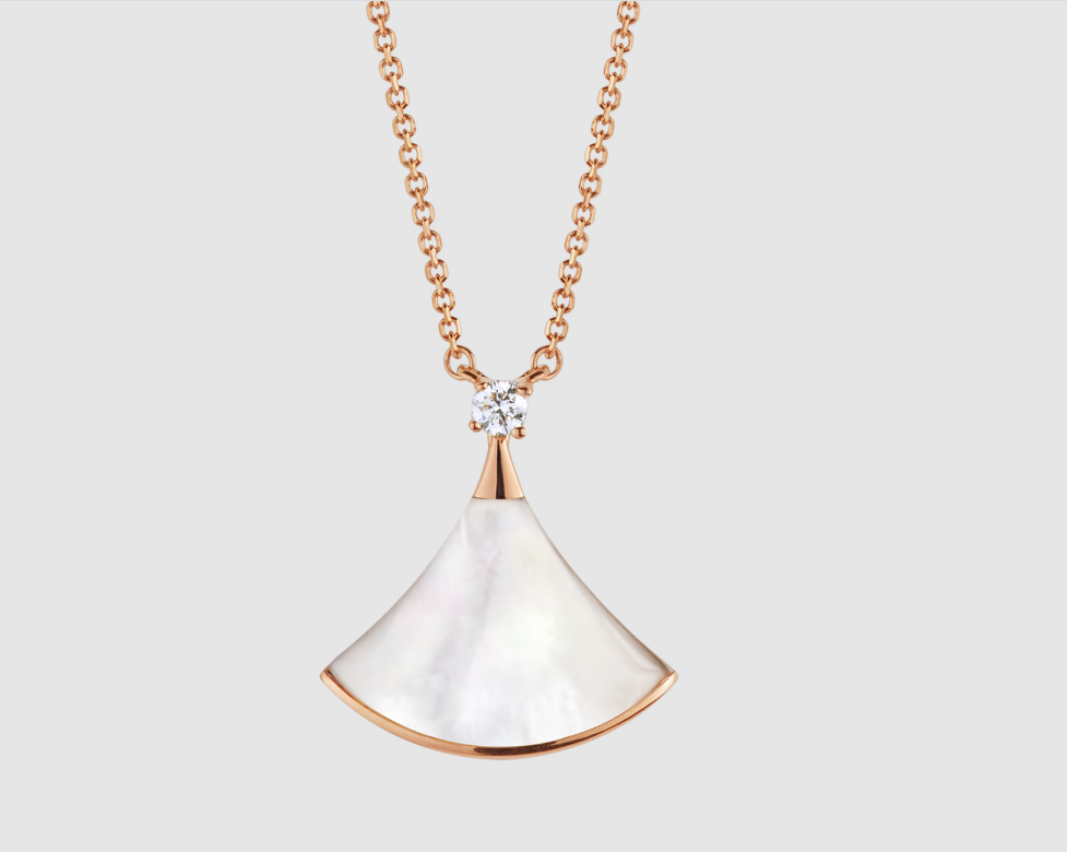 [Stellar Jewelry]DREAM NECKLACE WHITE MOP PINK GOLD 1 DIAMOND