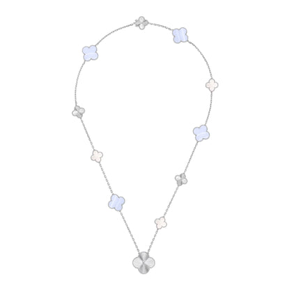 [Stellar Jewelry]DETACHABLE CLOVER 15(11+4) FLOWER SILVER NECKLACE SET