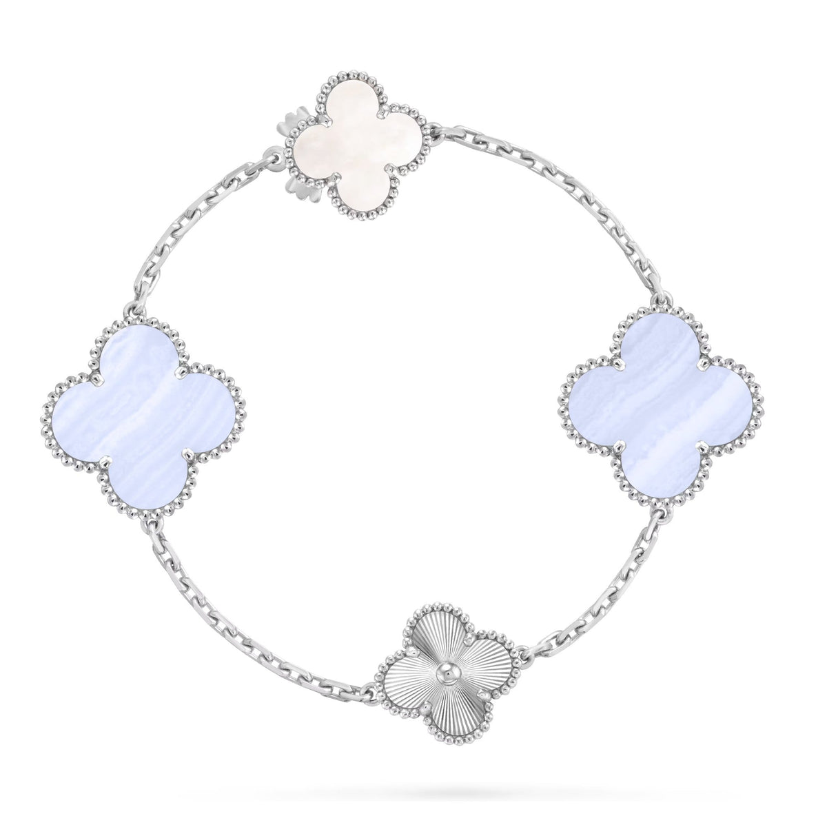 [Stellar Jewelry]DETACHABLE CLOVER 15(11+4) FLOWER SILVER NECKLACE SET