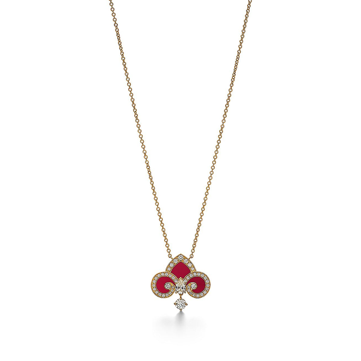 [Stellar jewels]FLEUR DE LIS PINK GOLD DIAMOND NECKLACE