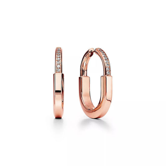 [Stellar jewels]LOCK MEDIUM DIAMNOND EARRINGS