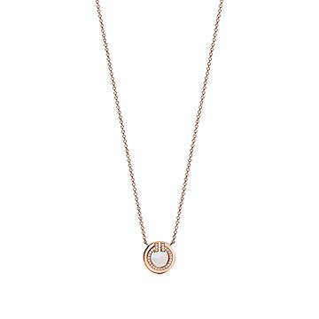 [Stellar jewels]DIAMOND AND MOTHER PEARL CIRCLE NECKLACE PENDANT