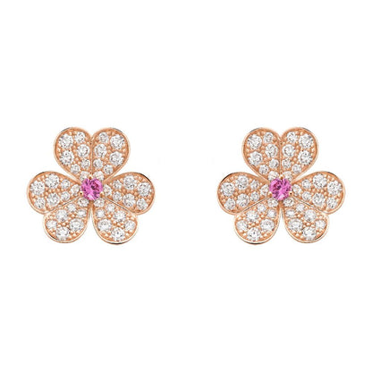[Stellar Jewelry]FRIVOLE PINK GOLD FLOWER DIAMOND EARRINGS