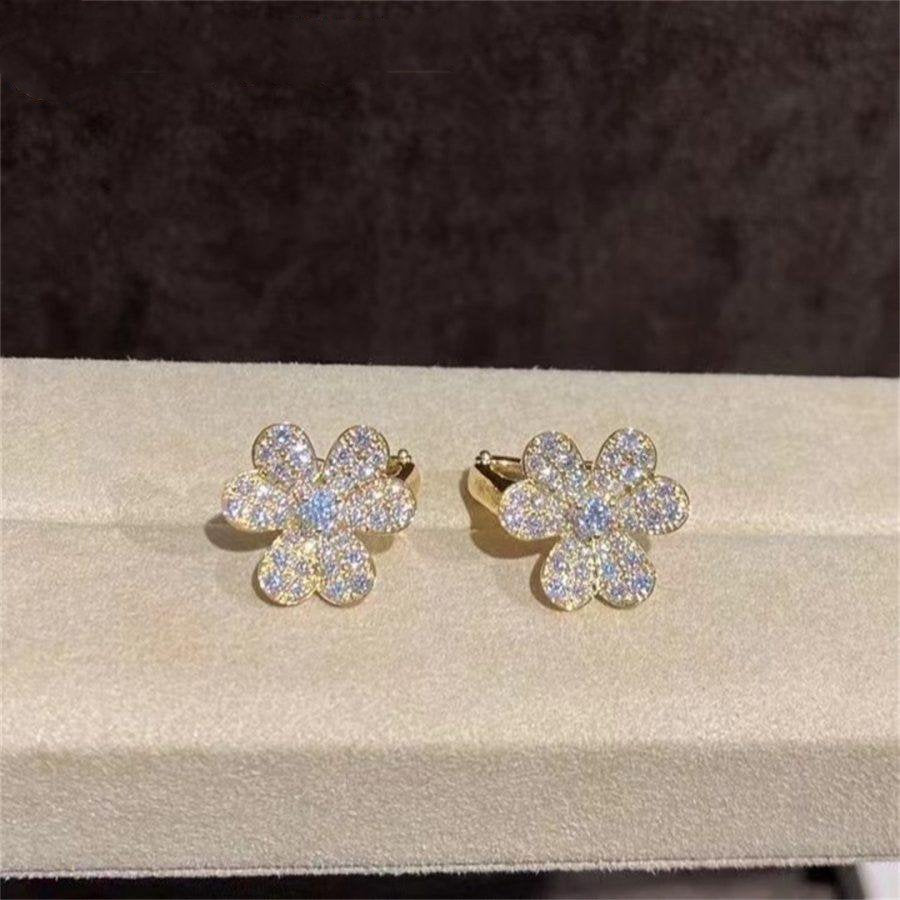 [Stellar Jewelry]FRIVOLE GOLD FLOWER DIAMOND EARRINGS