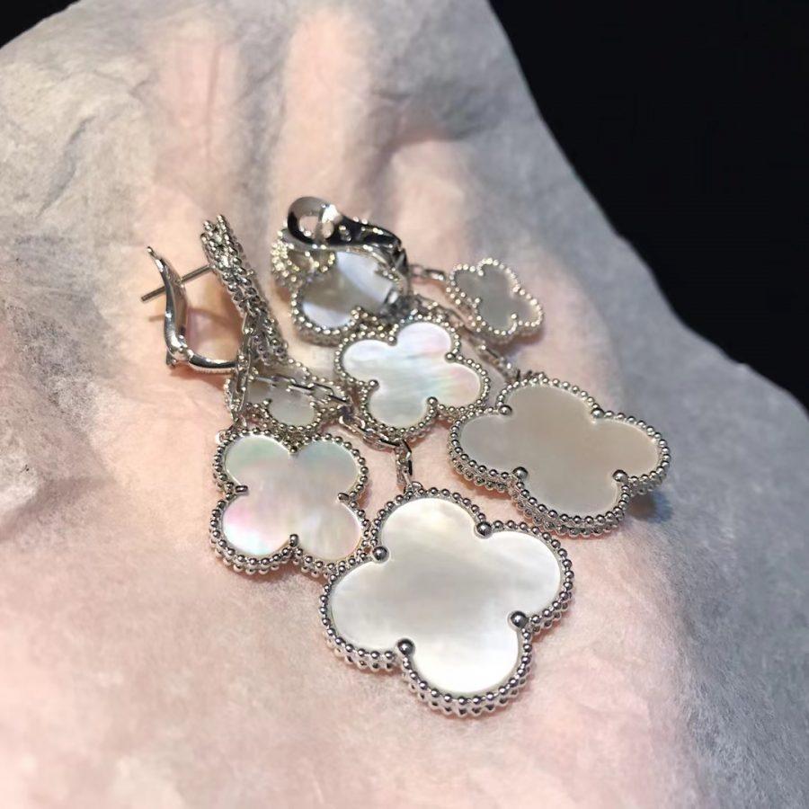 [Stellar Jewelry]CLOVER EARRINGS WHITE MOP 4 MOTIFS SILVER
