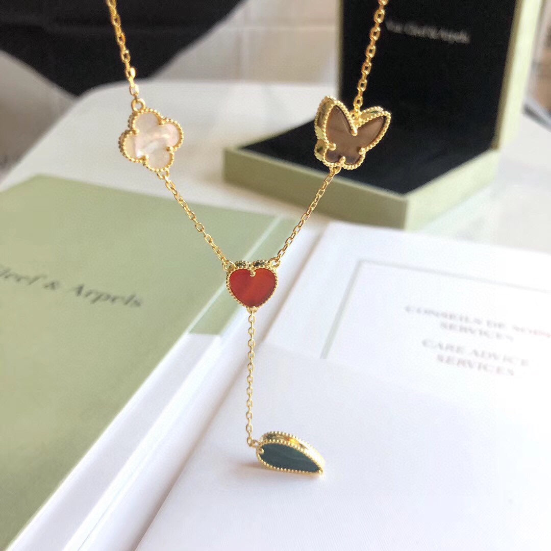 [Stellar Jewelry]LUCKY SPRING 4 MOTIFS ROSE GOLD NECKLACE