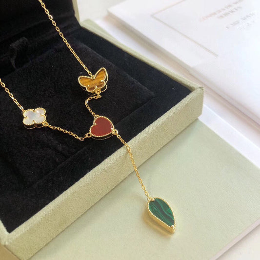 [Stellar Jewelry]LUCKY SPRING 4 MOTIFS ROSE GOLD NECKLACE