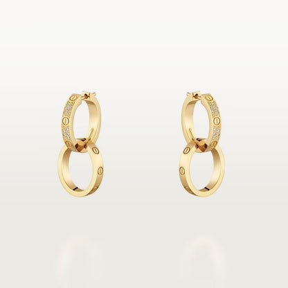 [Stellar Jewelry]LOVE 3.3MM DANGLE HALF DIAMOND EARRINGS