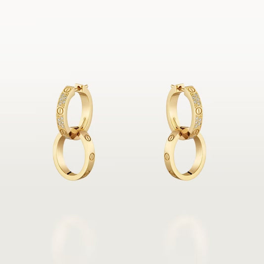 [Stellar Jewelry]LOVE 3.3MM DANGLE HALF DIAMOND EARRINGS